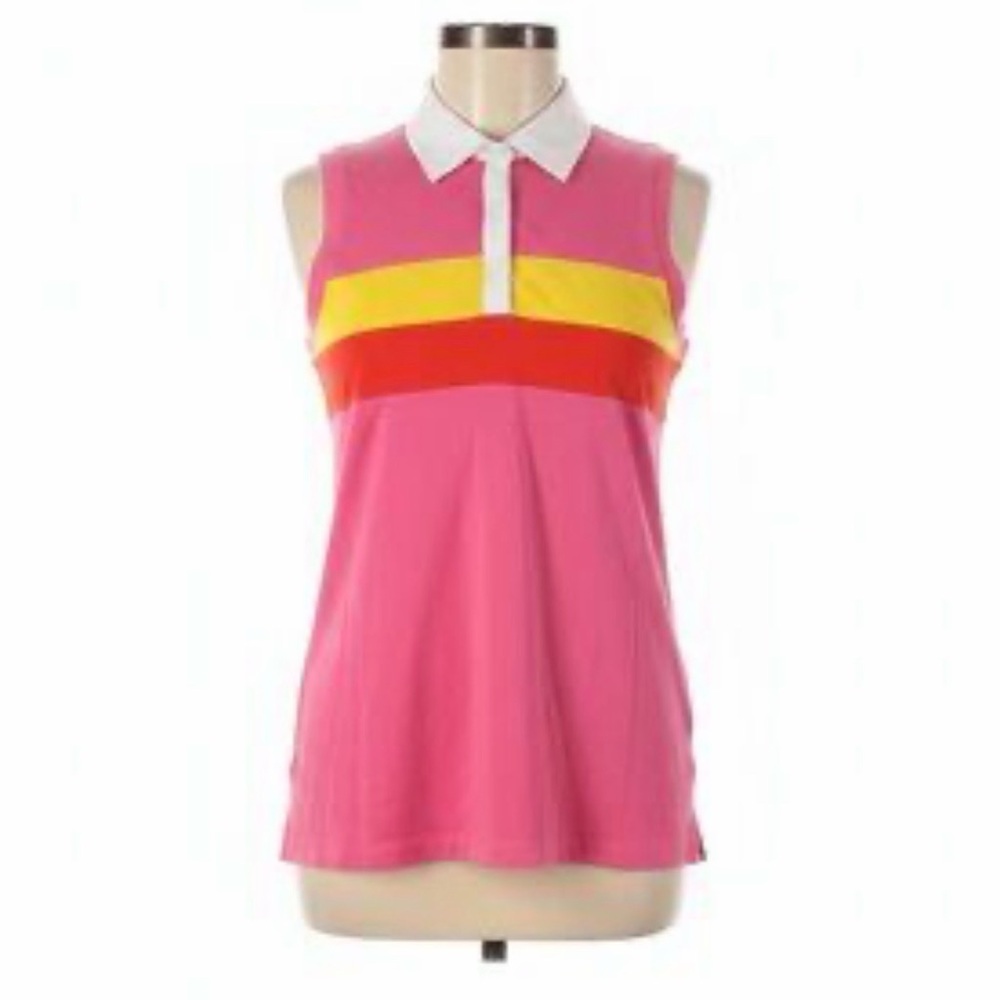 SOLD Lauren Ralph Lauren active hot pink collared tank top L - Picture 2 of 4